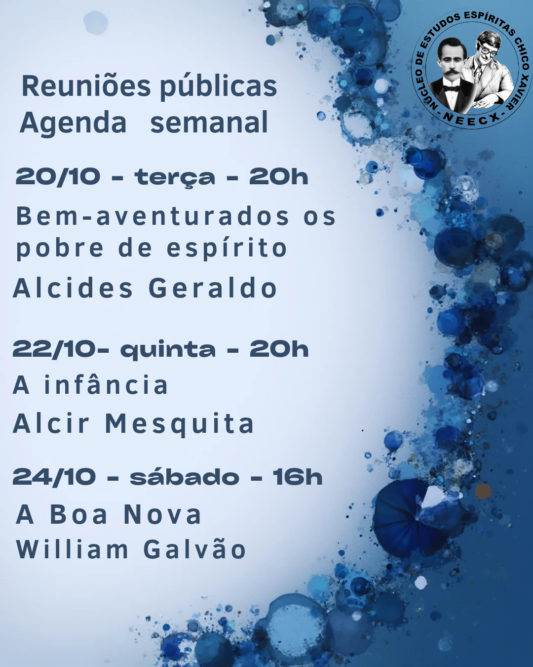 Reuniões públicas da semana